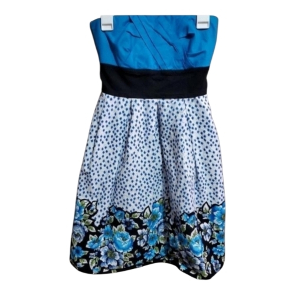 TEEZEME Elegant Blue and Black Floral Dress SZ 5